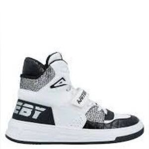 Aniye By Italian high-top sneakers in a white and black colorway velcro strap
